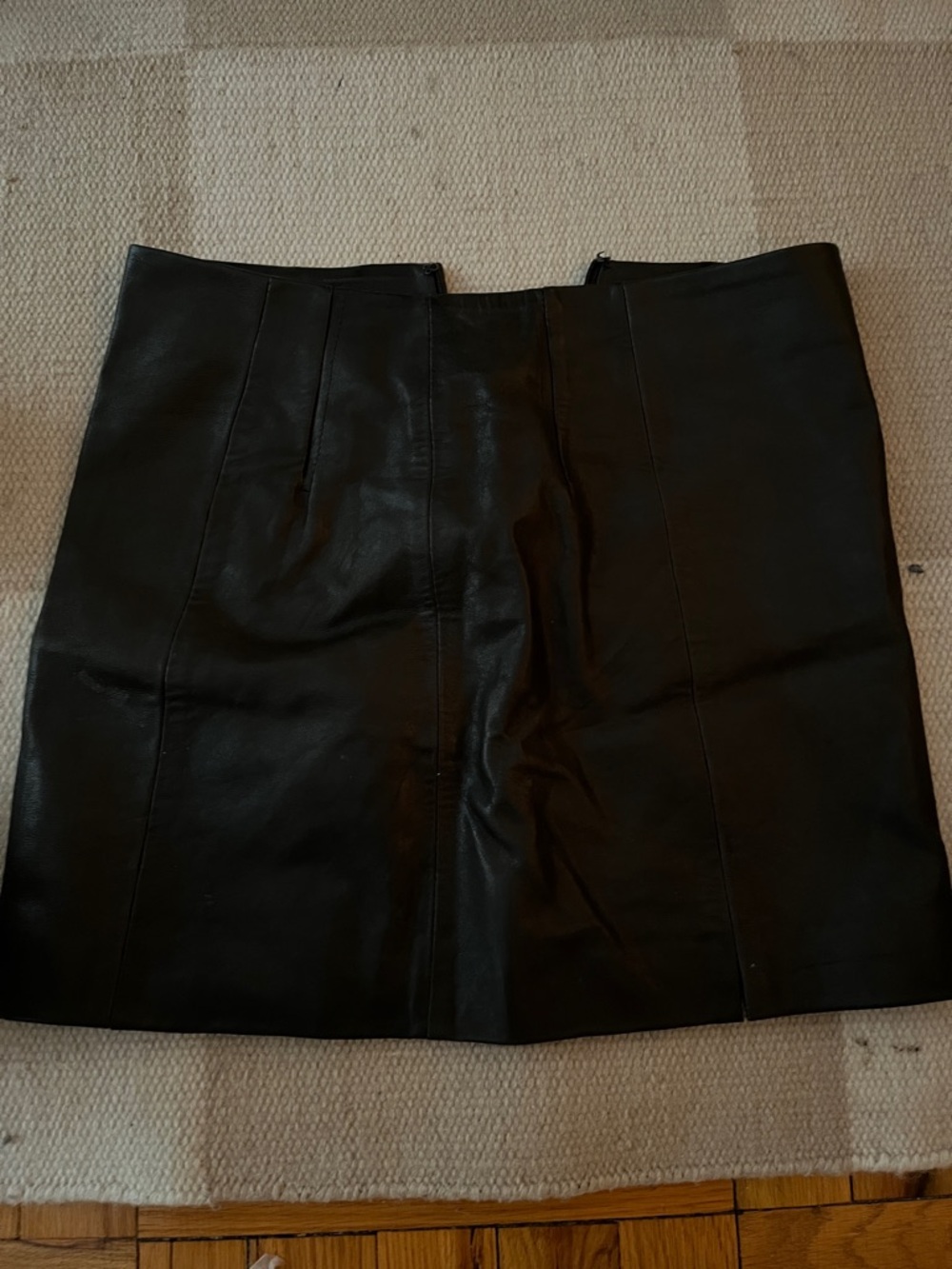 Sleek Black Leather Mini Skirt